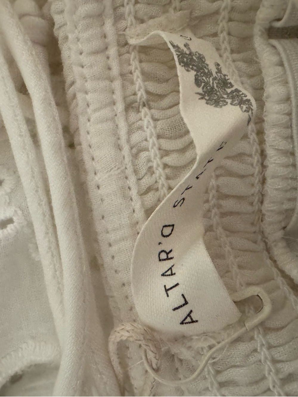 ALTAR’D STATE White Textured Halter Dress with Floral Label - Picture 6 of 6